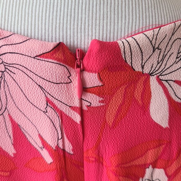 Talbots Pink Floral Chrysanthemum Belted Button Front Midi Shirt Dress 8 Petite - Picture 10 of 16